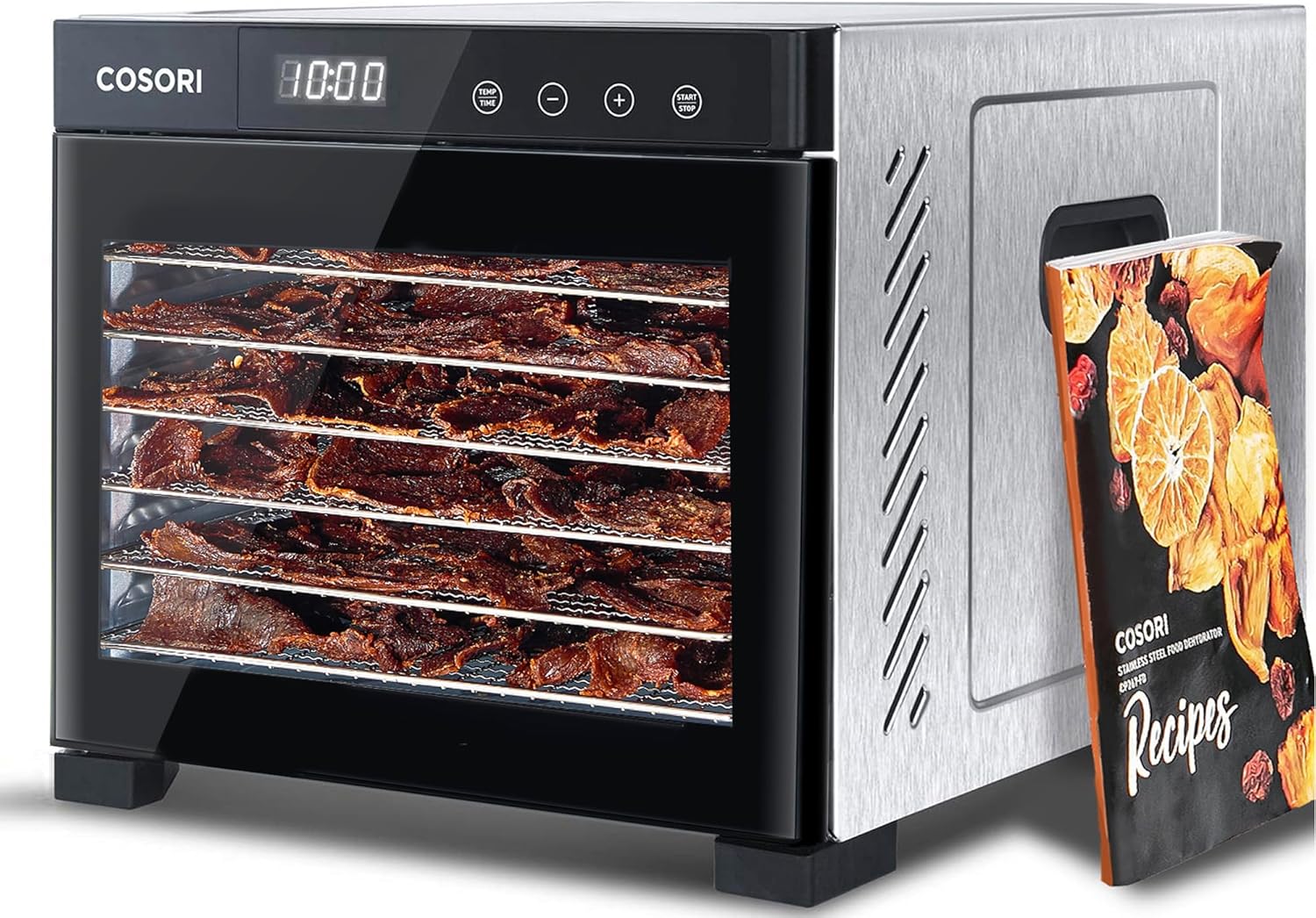 COSORI Food Dehydrator for Jerky, 176°F Temperature Control, 5 Stainless Steel Trays Dryer Machine, 4 Presets, 48H Timer, for Dog Treats, Meat, Fruit, Veggies, Snacks, Recipe Book Included