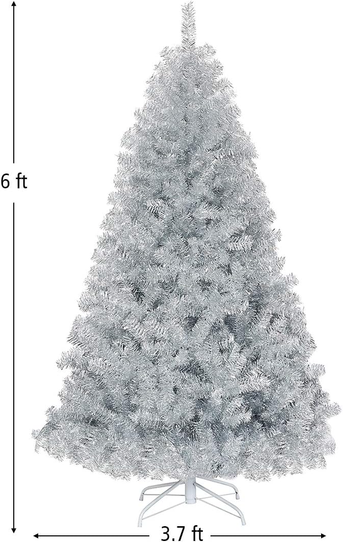 Goplus 7ft Artificial White Christmas Tree Xmas Pine Tree with Solid Metal Legs Perfect for Indoor and Outdoor Holiday Decoration