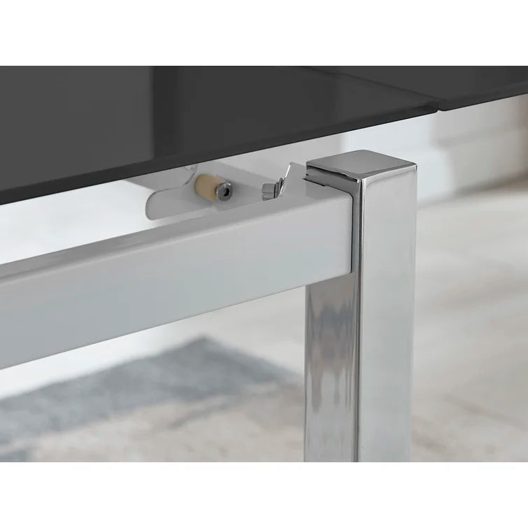 Wolcott Ana Luxury Glass and Chrome Extendable Dining Table - Modern Design Kitchen Table
