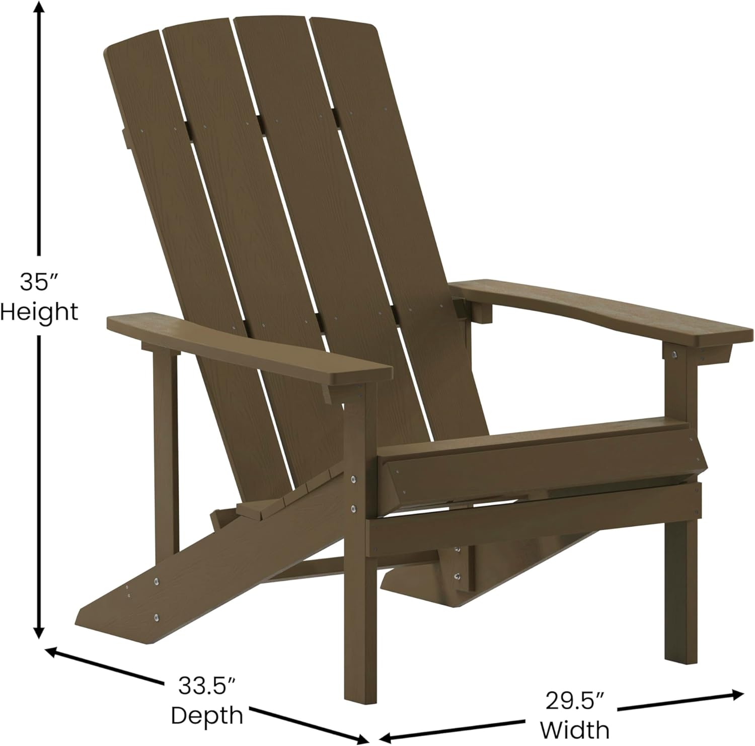 Flash Furniture Charlestown Commercial Grade Indoor/Outdoor Adirondack Chair, Weather Resistant Durable Poly Resin Deck and Patio Seating, Green