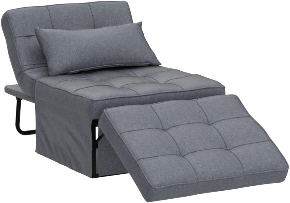Sofa Bed, 4 in 1 Multi-Function Folding Ottoman Breathable Linen Couch Bed with Adjustable Backrest Modern Convertible Chair for Living Room Apartment Office