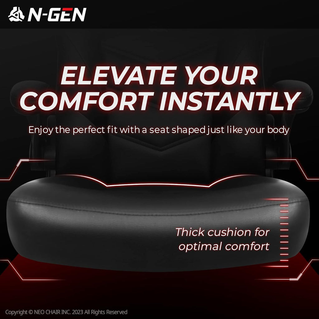 N-GEN Video Gaming Computer Chair Ergonomic Office Chair Desk Chair with Lumbar Support Flip Up Arms Adjustable Height Swivel PU Leather Executive with Wheels for Adults Women Men (Pink)