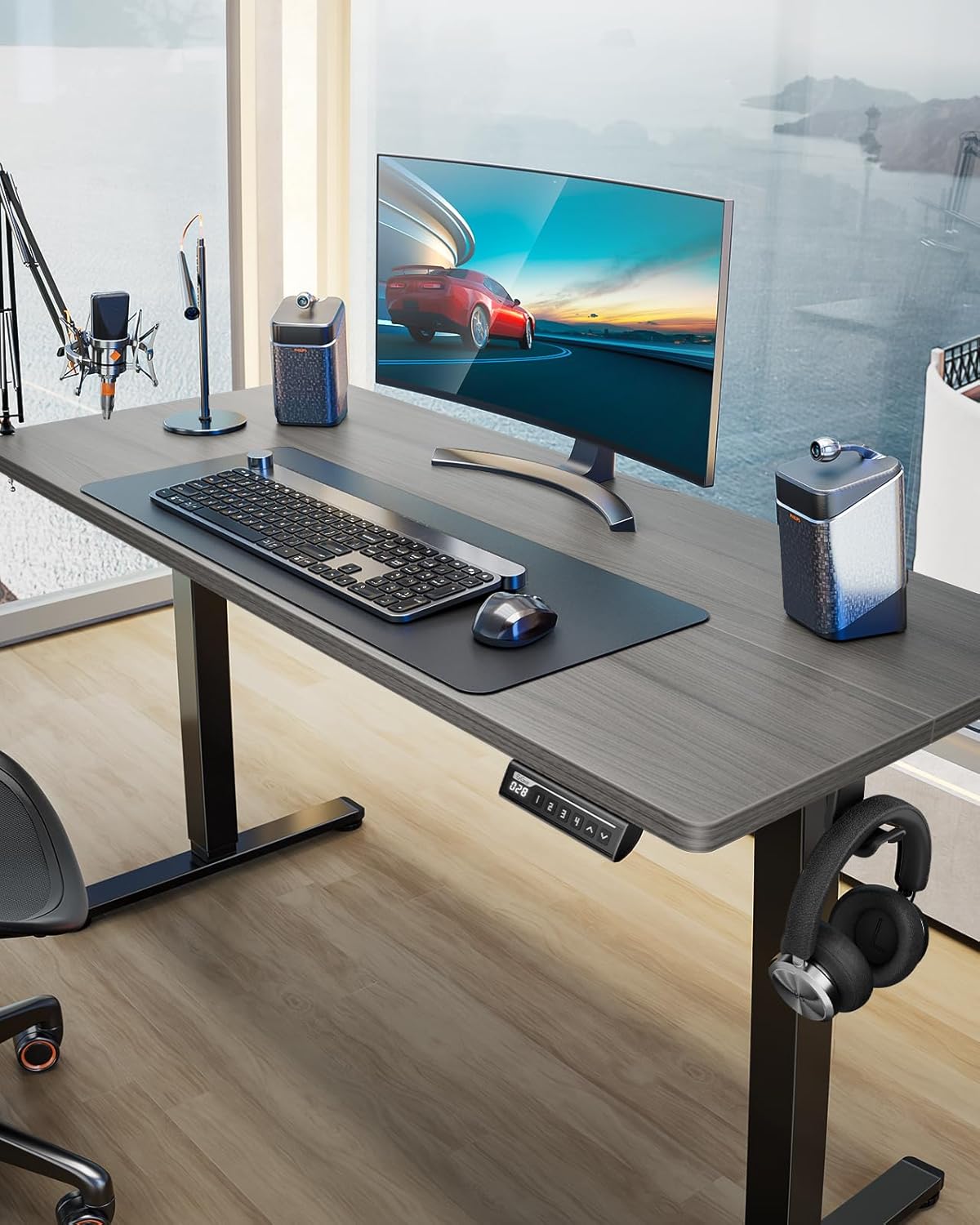 ErGear Height Adjustable Electric Standing Desk, 40 x 24 Inches Sit Stand up Desk, Memory Computer Home Office Desk (Light Vintage Brown)