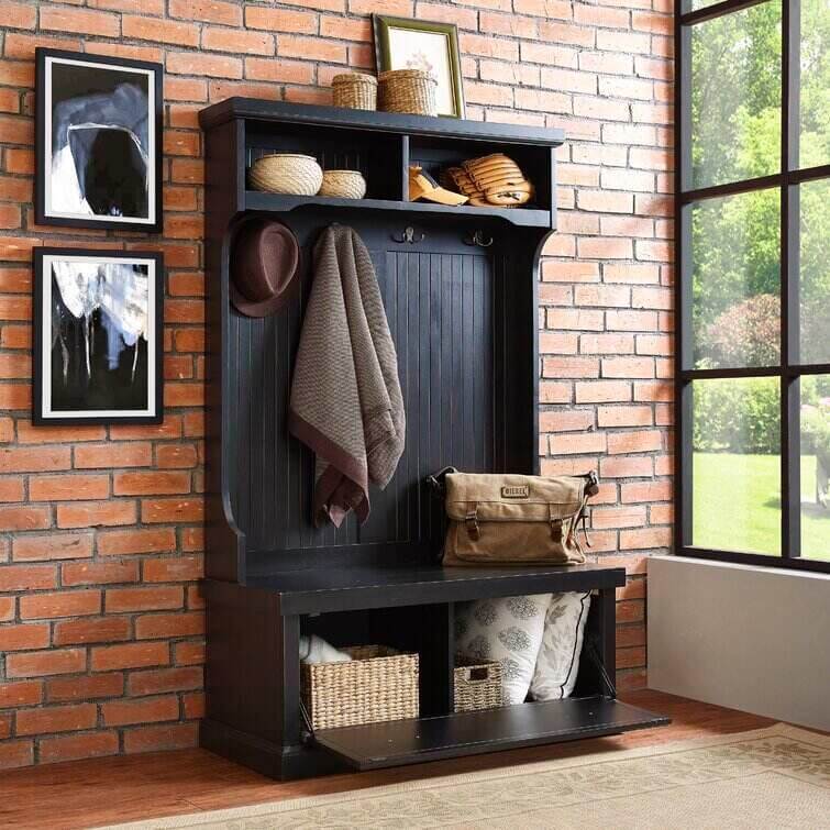 Carmel 40'' Wide Hall Tree with Bench and Shoe Storages