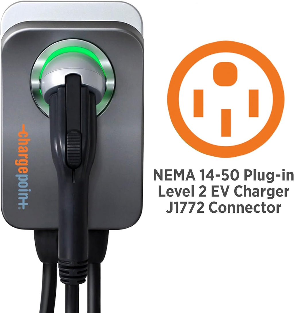 ChargePoint HomeFlex Level 2 EV Charger J1772, NEMA 6-50 Plug for Electric Car - Fast Smart Battery Power Charging at Home for Electric Automobile Vehicles