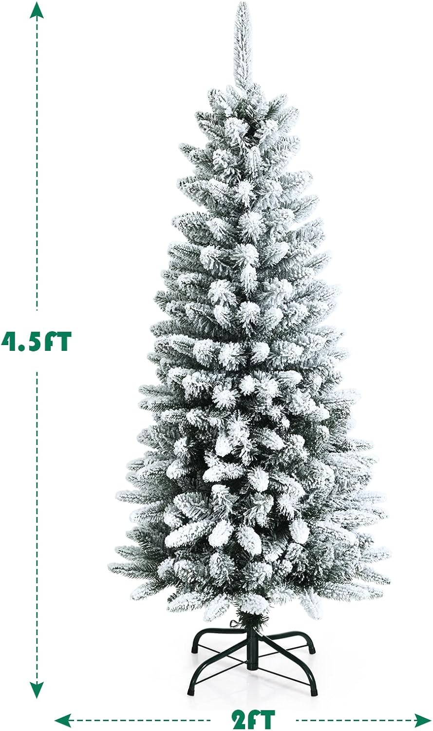 Goplus 7ft Artificial White Christmas Tree Xmas Pine Tree with Solid Metal Legs Perfect for Indoor and Outdoor Holiday Decoration