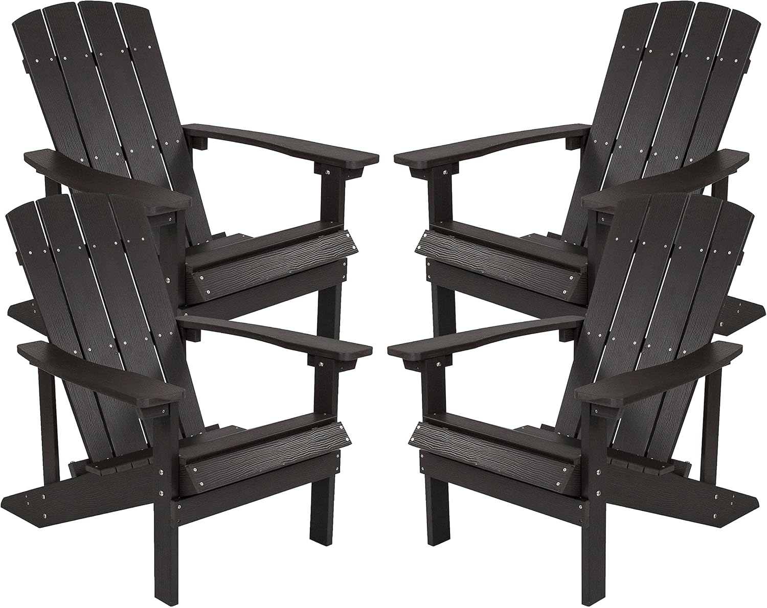 Flash Furniture Charlestown Commercial Grade Indoor/Outdoor Adirondack Chair, Weather Resistant Durable Poly Resin Deck and Patio Seating, Green