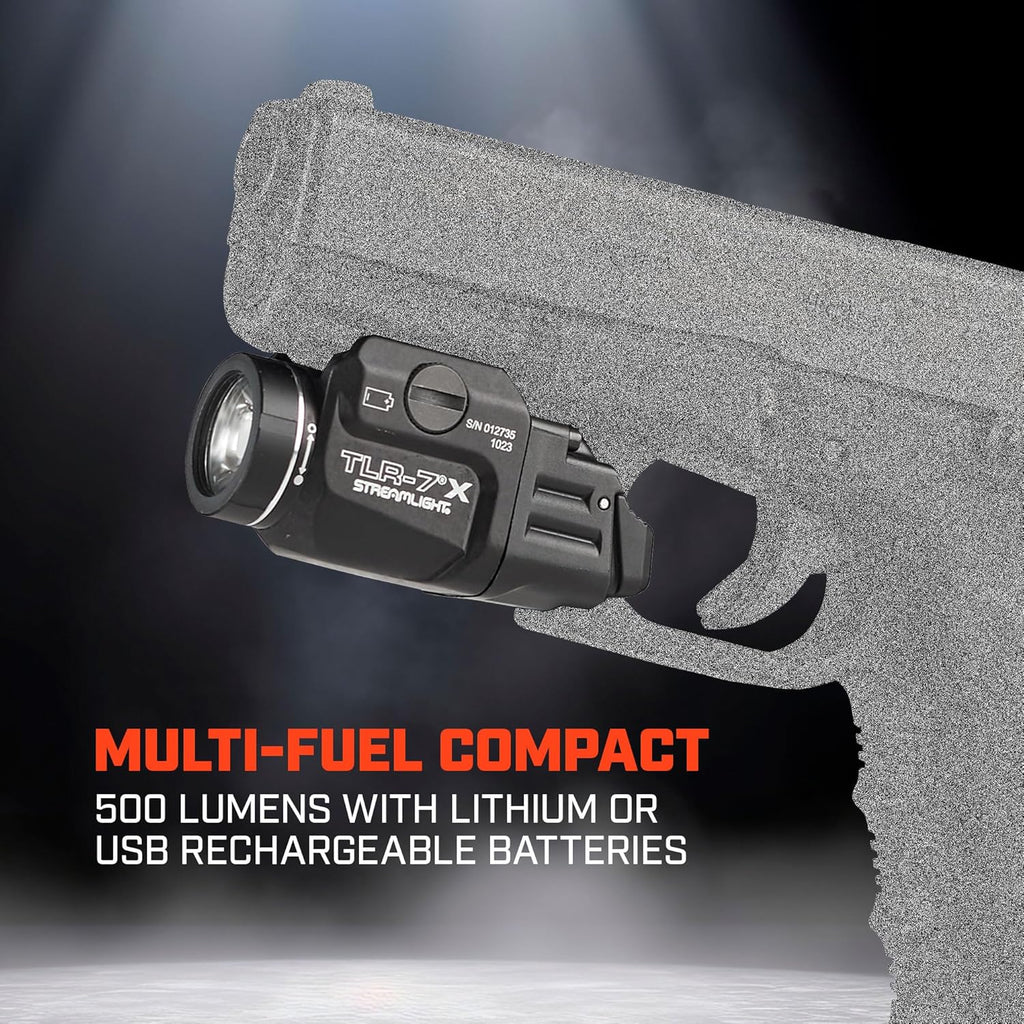 Streamlight 69456 TLR-7 X USB 500-Lumen Compact Tactical Weapon Light with High & Low Paddle Switches and Key Kit, Flat Dark Earth