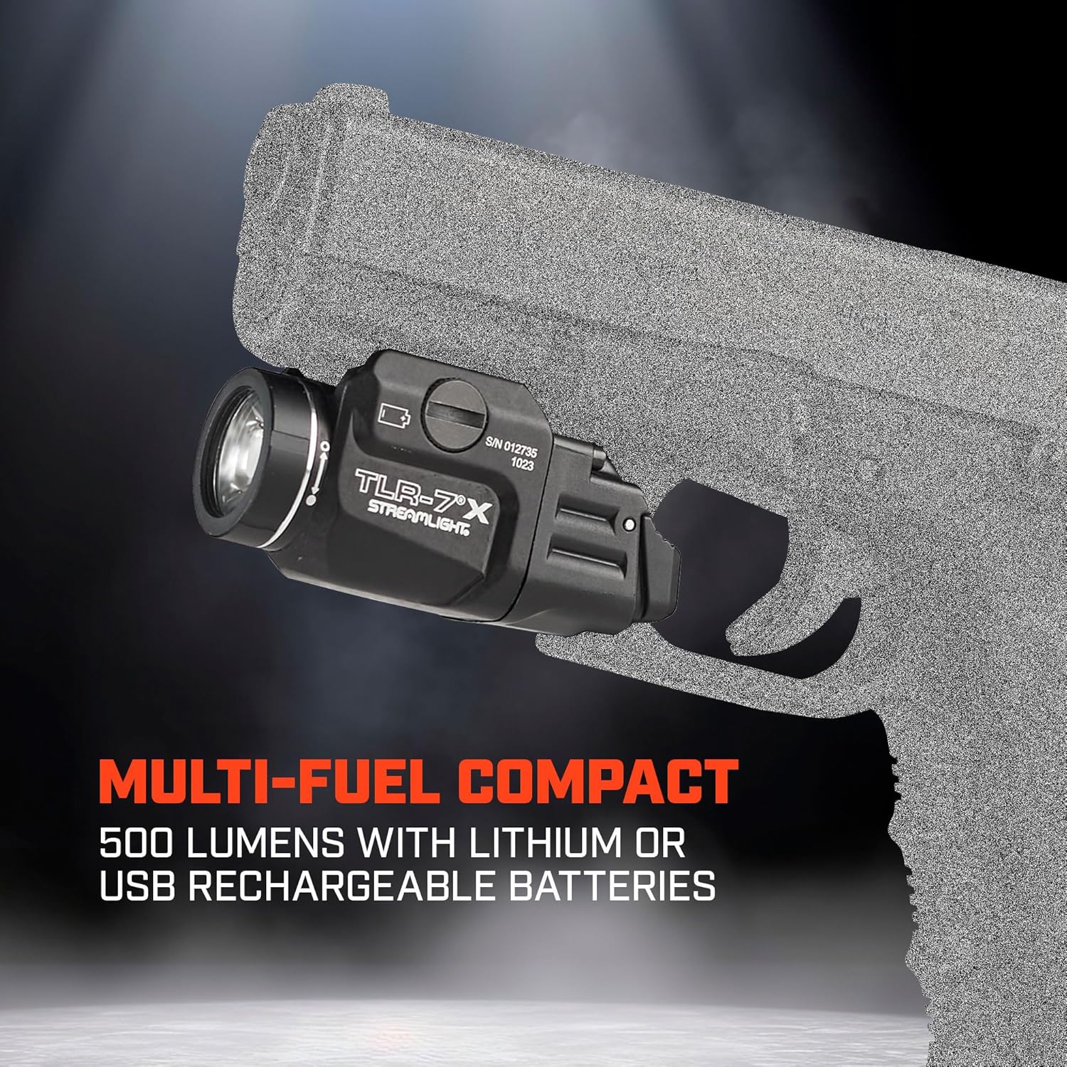 Streamlight 69456 TLR-7 X USB 500-Lumen Compact Tactical Weapon Light with High & Low Paddle Switches and Key Kit, Flat Dark Earth