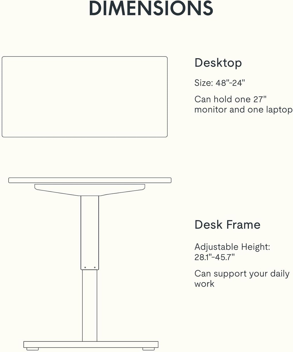 FLEXISPOT EN1 One-Piece Standing Desk 55 x 28 Inch Electric Adjustable Height Desk for Home Office and Computer Workstation (White Frame + 55" Maple Top, 2 Packages)