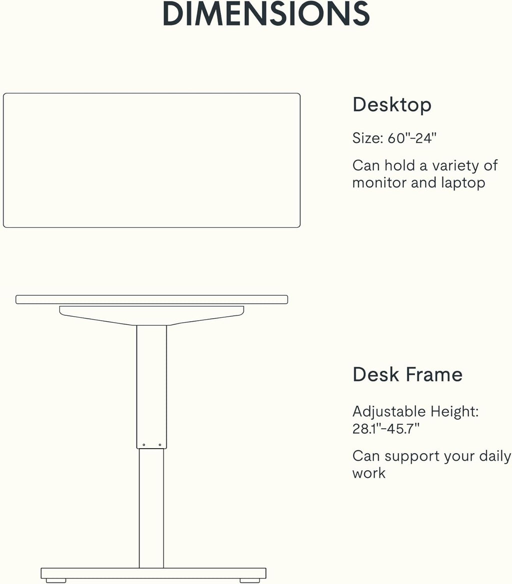 FLEXISPOT EN1 One-Piece Standing Desk 55 x 28 Inch Electric Adjustable Height Desk for Home Office and Computer Workstation (White Frame + 55" Maple Top, 2 Packages)