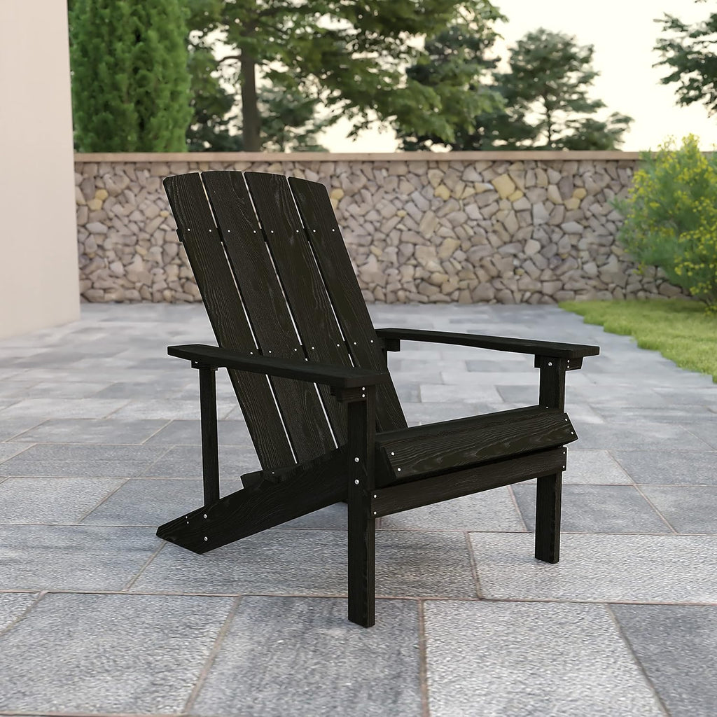Flash Furniture Charlestown Commercial Grade Indoor/Outdoor Adirondack Chair, Weather Resistant Durable Poly Resin Deck and Patio Seating, Green