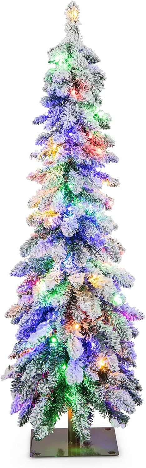 Goplus 7ft Artificial White Christmas Tree Xmas Pine Tree with Solid Metal Legs Perfect for Indoor and Outdoor Holiday Decoration