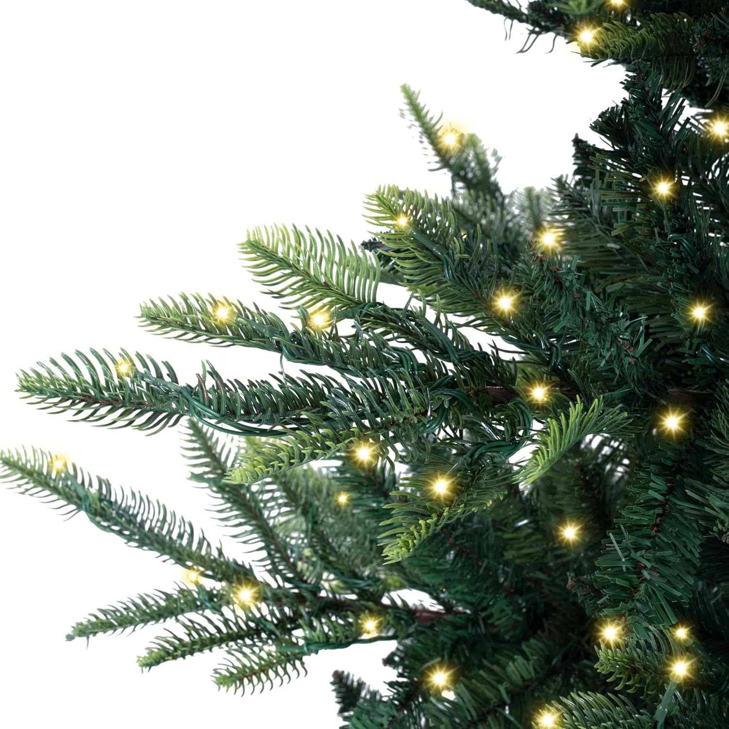 Naomi Home 6.5ft Rustic Christmas Tree with Lights, Realistic Classic Prelit with 2595 Branch Tips, 600 Warm Lights and Metal Stand, Aritificial Tree