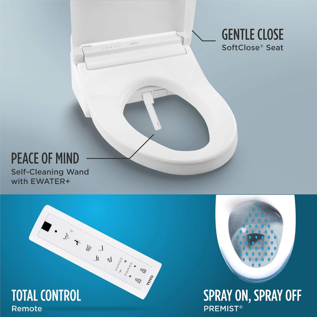 TOTO SW3084#12 WASHLET C5 Electronic Bidet Toilet Seat with PREMIST and EWATER+ Wand Cleaning, Elongated, Plastic, Sedona Beige