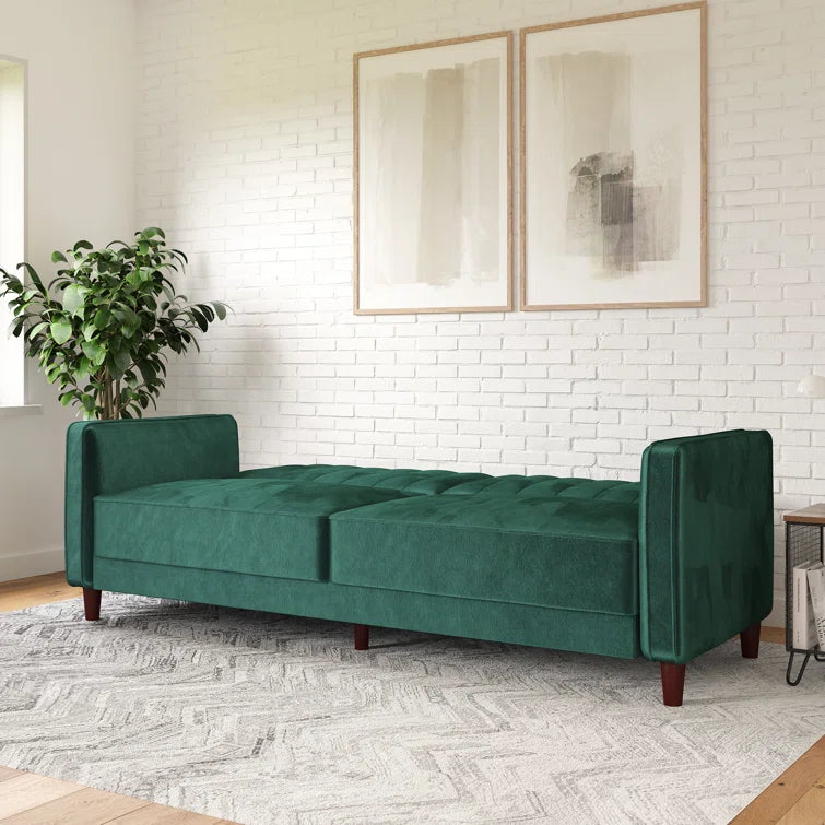 Perdue 81.5" Velvet Square Arm Convertible Sofa