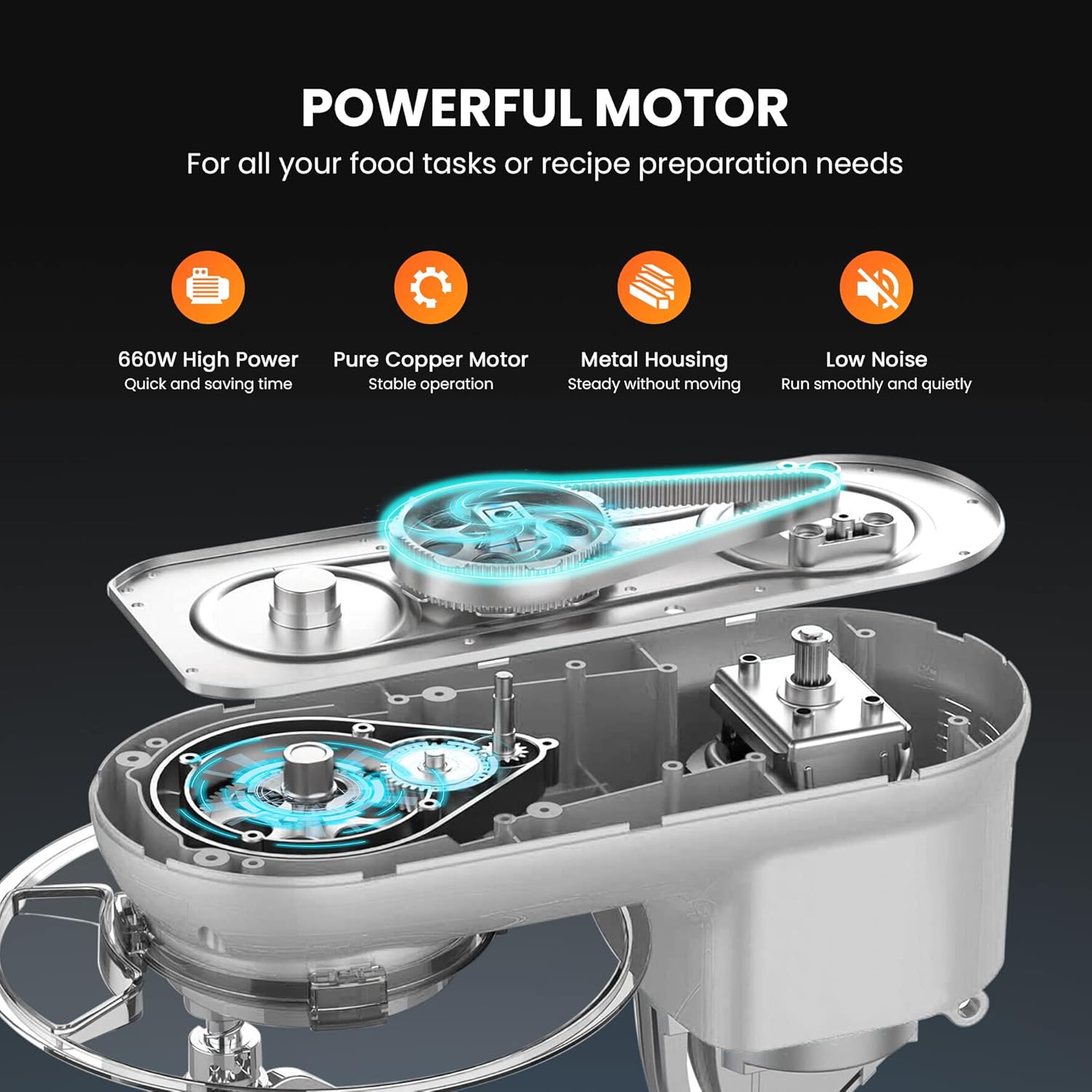 Stand Mixer, 660W 10 Speed 6 Quart Tilt-Head Kitchen Electric Food Mixer with Beater, Dough Hook, Wire Whip and Egg Separator
