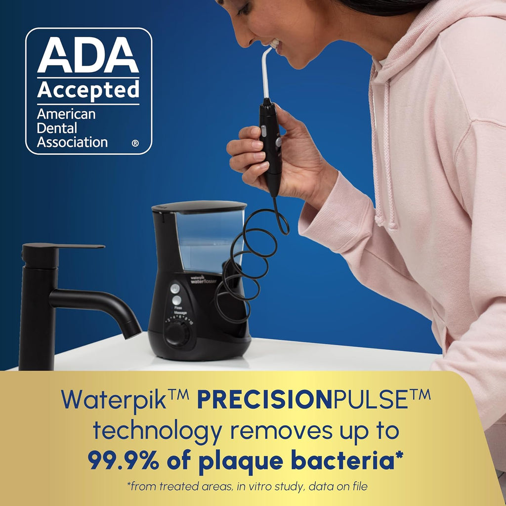 Waterpik Aquarius Water Flosser Professional For Teeth, Gums, Braces, Dental Care, Electric Power With 10 Settings, 7 Tips For Multiple Users And Needs, ADA Accepted, Gray WP-667, Packaging May Vary