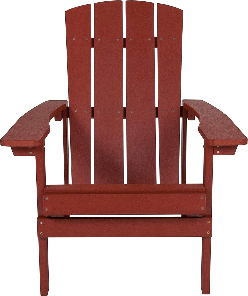 Flash Furniture Charlestown Commercial Grade Indoor/Outdoor Adirondack Chair, Weather Resistant Durable Poly Resin Deck and Patio Seating, Green