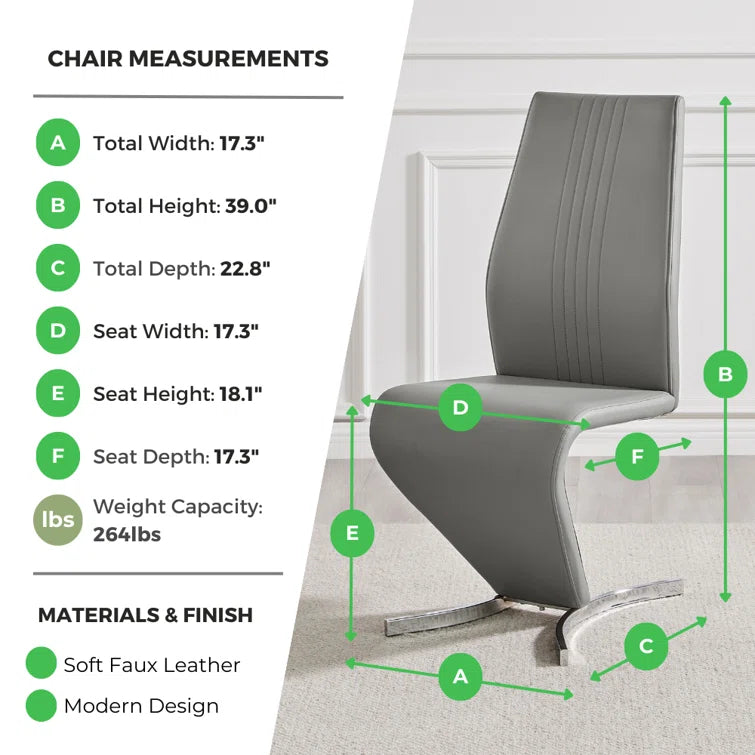 Wilhelm Faux Leather Chrome Feet 'Z' Leg Dining Chairs Modern Design