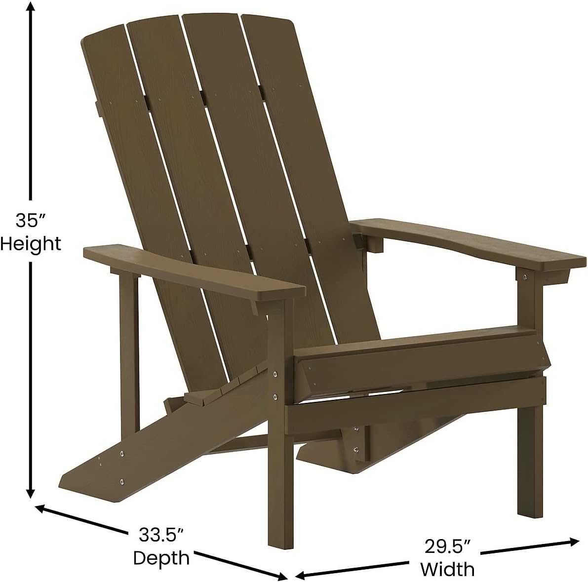 Flash Furniture Charlestown Commercial Grade Indoor/Outdoor Adirondack Chair, Weather Resistant Durable Poly Resin Deck and Patio Seating, Green
