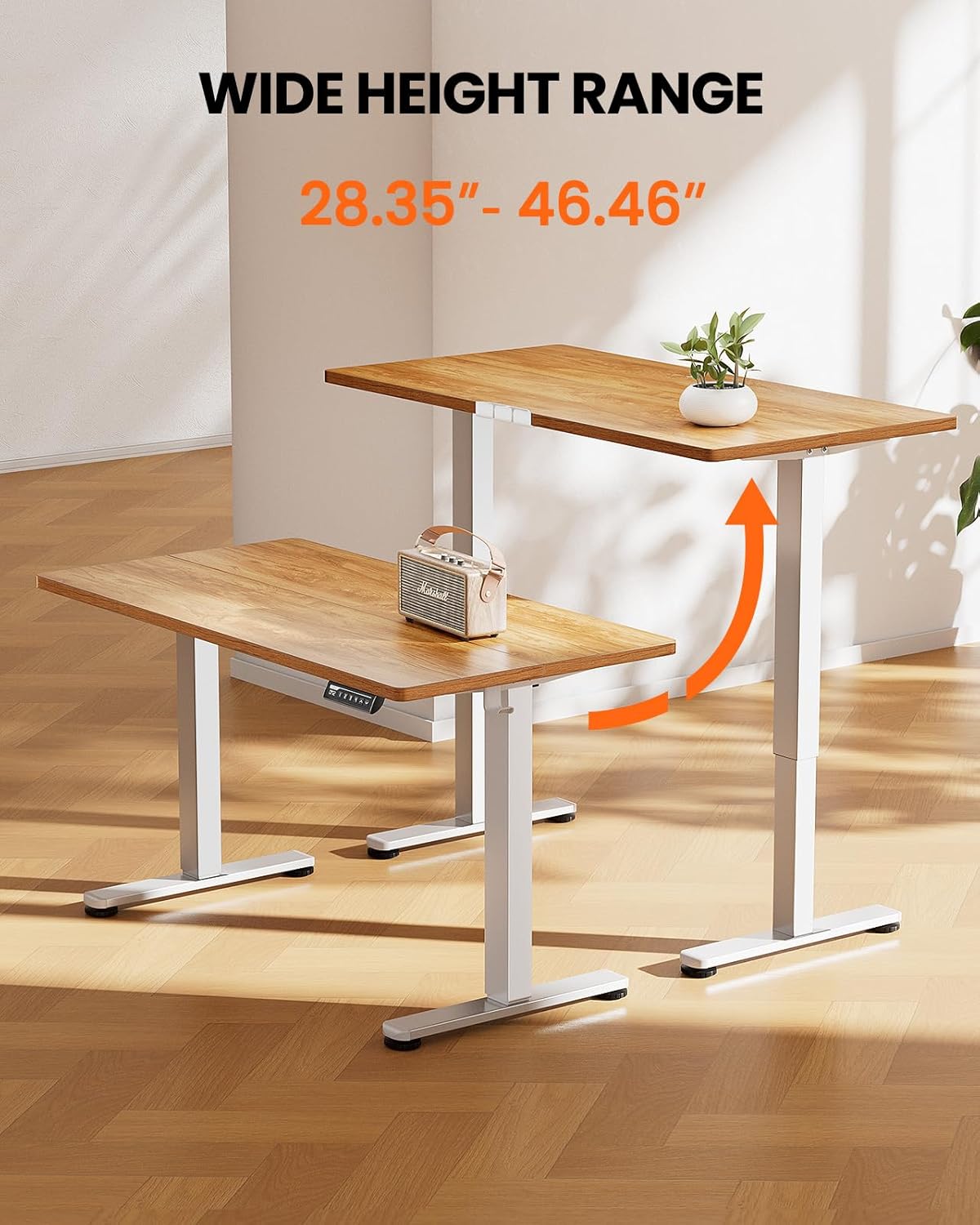 ErGear Height Adjustable Electric Standing Desk, 40 x 24 Inches Sit Stand up Desk, Memory Computer Home Office Desk (Light Vintage Brown)