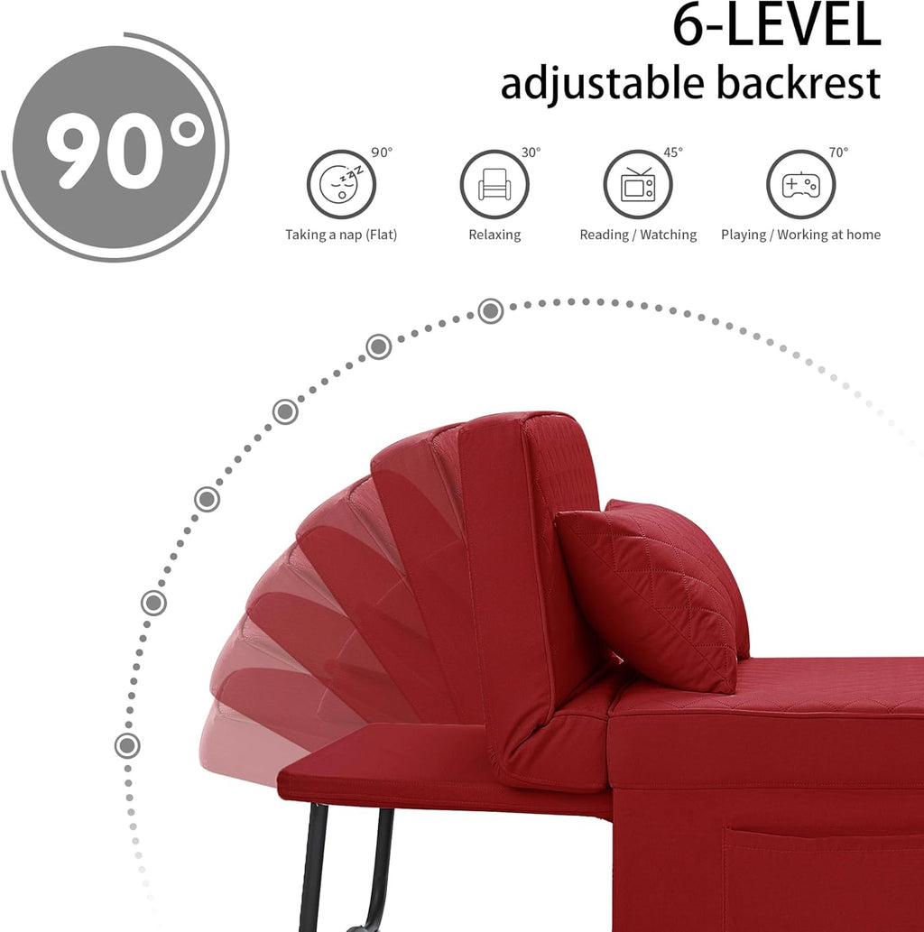 Sofa Bed, 4 in 1 Multi-Function Folding Ottoman Breathable Linen Couch Bed with Adjustable Backrest Modern Convertible Chair for Living Room Apartment Office