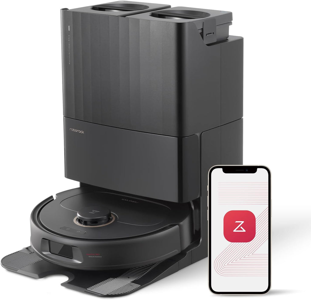 roborock Qrevo S5V Robot Vacuum and Mop, FlexiArm Edge Mopping, 12,000Pa Suction, Dual Zero-Tangle System, Smart Obstacle Avoidance, 10mm Mop Lifting, Auto Mop Washing&Drying, Self-Emptying&Refilling