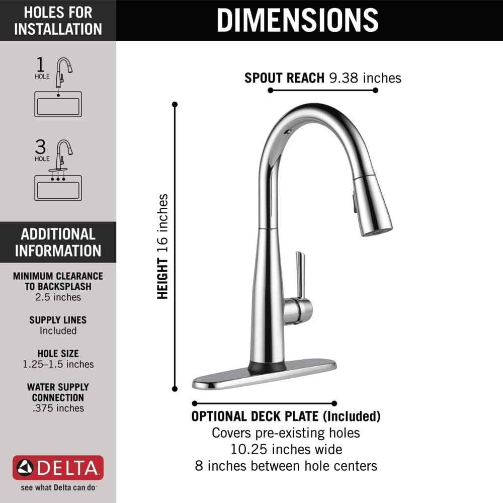 Delta Essa Touchless Kitchen Faucet with Touch Technology, Brushed Nickel Kitchen Sink Faucet with Pull Down Sprayer, Single Hole, Arctic Stainless 9113TL-AR-DST