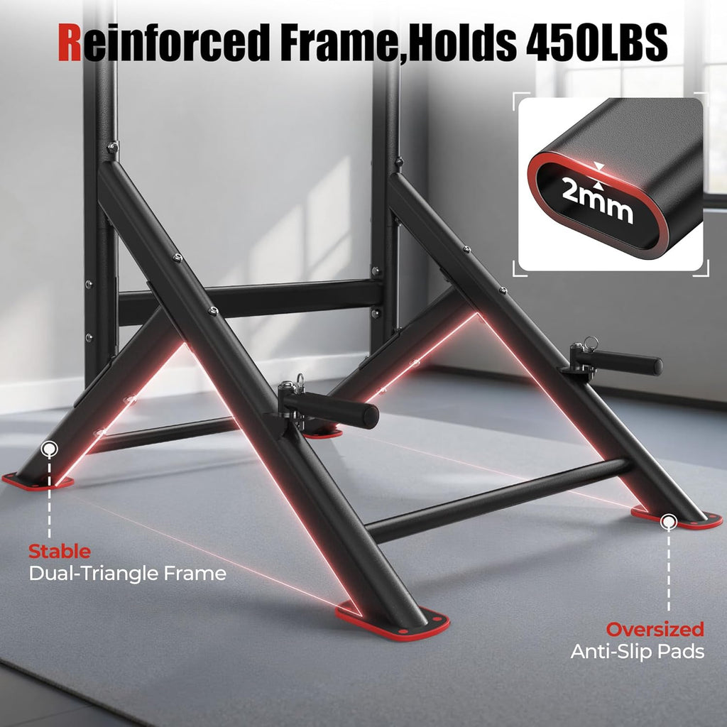 Sportsroyals Pull Up Bar Dip Station Power Tower Assistive Trainer Multi-Function Home Gym Strength Training Fitness Equipment 450LBS