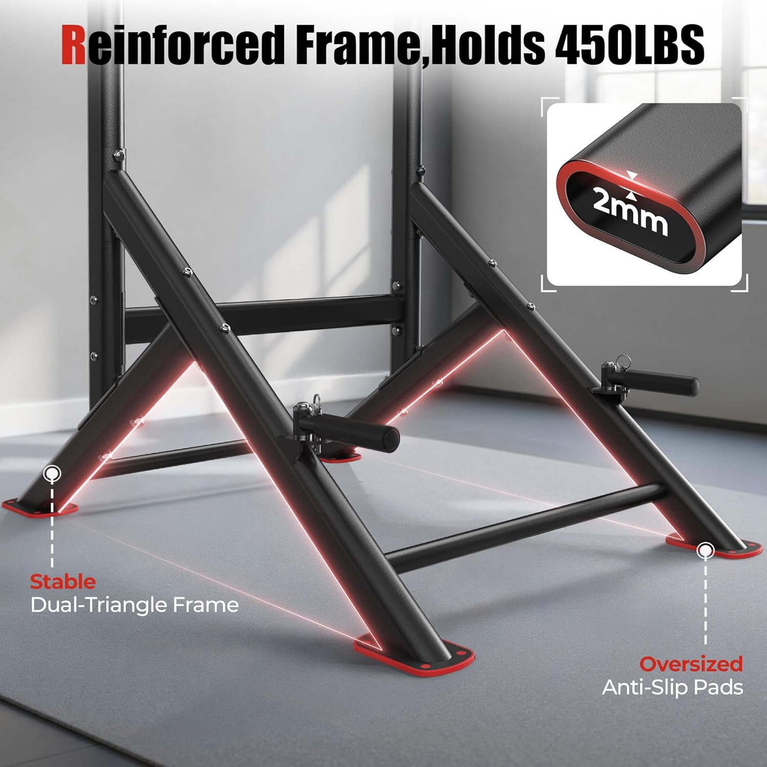 Sportsroyals Pull Up Bar Dip Station Power Tower Assistive Trainer Multi-Function Home Gym Strength Training Fitness Equipment 450LBS