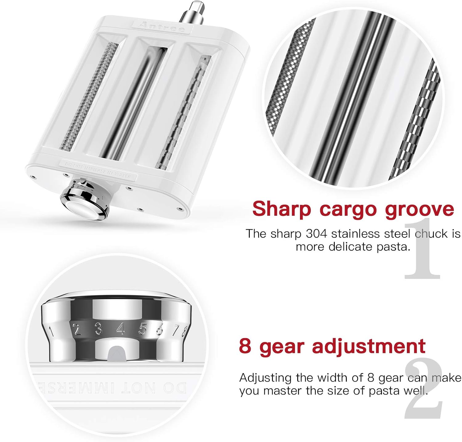 ANTREE 3-IN-1 Pasta Attachment & Ravioli Attachment for KitchenAid Stand Mixers, Pasta Maker Assecories included Pasta Sheet Roller, Spaghetti Cutter and Ravioli Maker Attachment