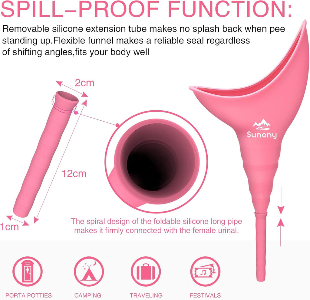 Female Urination Device,Reusable Silicone Female Urinal Foolproof Women Pee Funnel Allows Women to Pee Standing Up,Women's Urinal with Drawstring Bags is The Perfect Companion for Travel and Outdoor