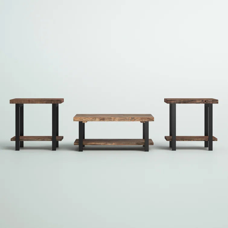 Rundell 3 - Piece Solid Wood Top Living Room Table Set