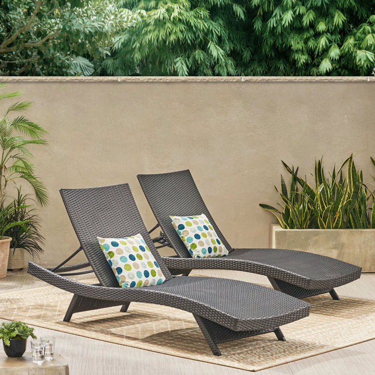 Billur Outdoor Wicker Chaise Lounge Set (Set of 2)