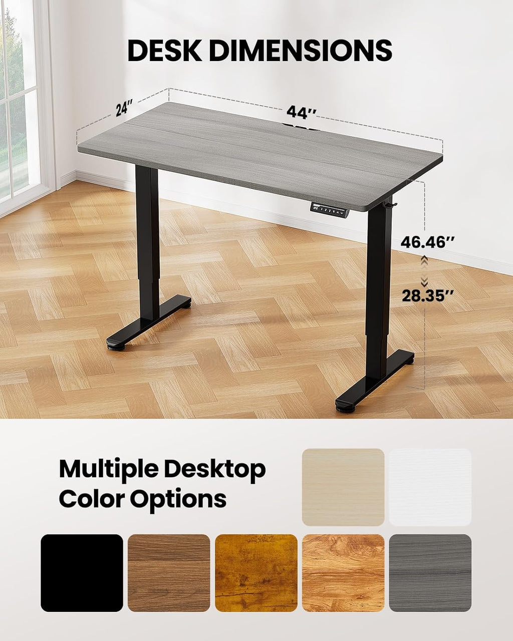 ErGear Height Adjustable Electric Standing Desk, 40 x 24 Inches Sit Stand up Desk, Memory Computer Home Office Desk (Light Vintage Brown)