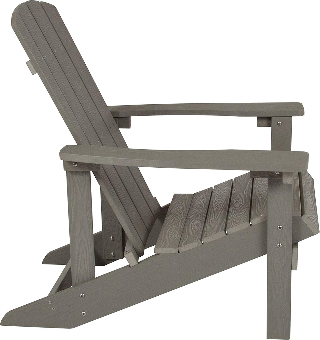 Flash Furniture Charlestown Commercial Grade Indoor/Outdoor Adirondack Chair, Weather Resistant Durable Poly Resin Deck and Patio Seating, Green