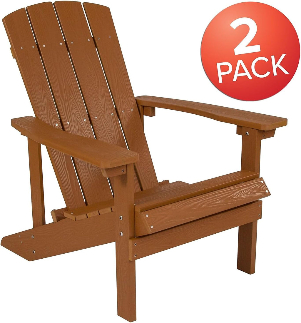 Flash Furniture Charlestown Commercial Grade Indoor/Outdoor Adirondack Chair, Weather Resistant Durable Poly Resin Deck and Patio Seating, Green