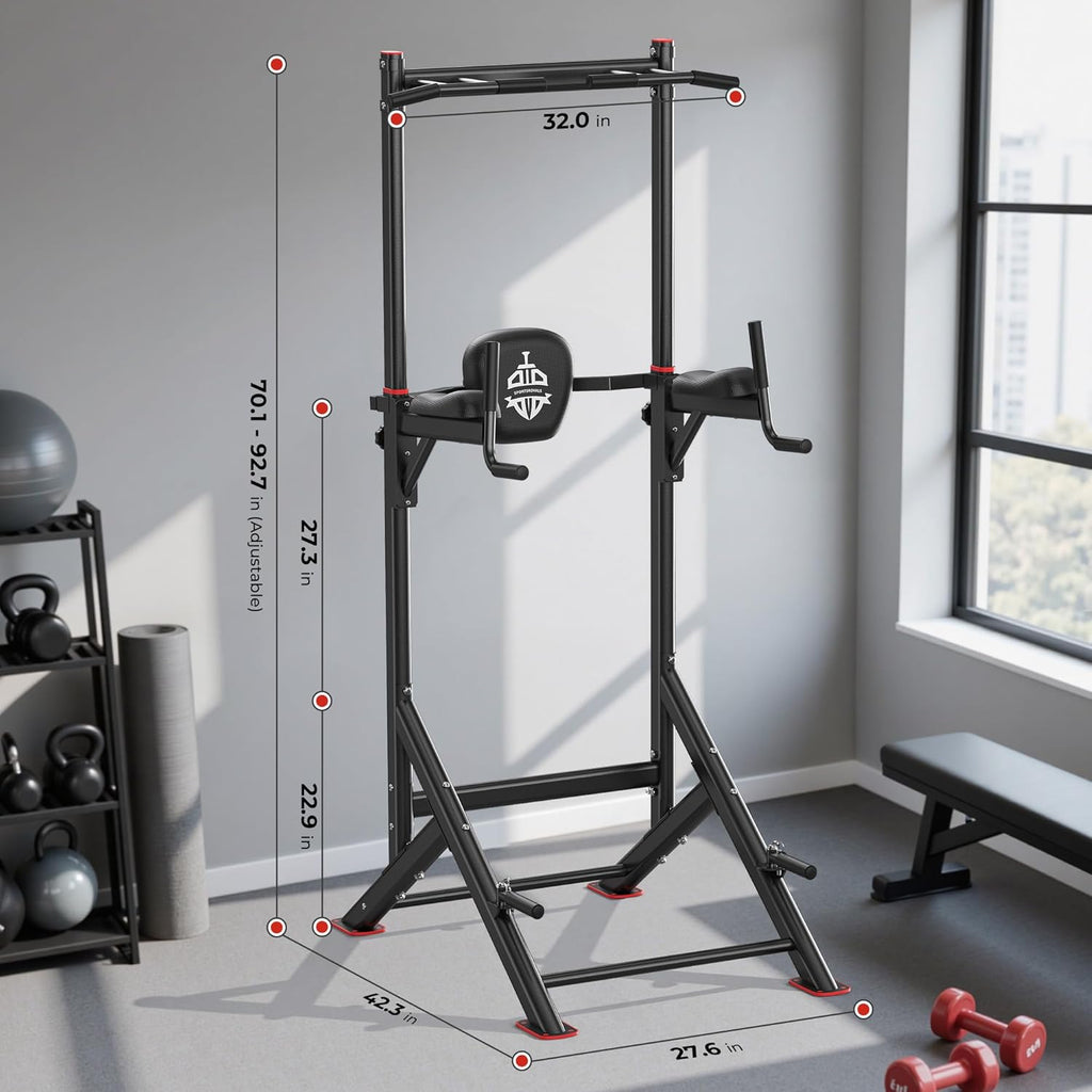 Sportsroyals Pull Up Bar Dip Station Power Tower Assistive Trainer Multi-Function Home Gym Strength Training Fitness Equipment 450LBS