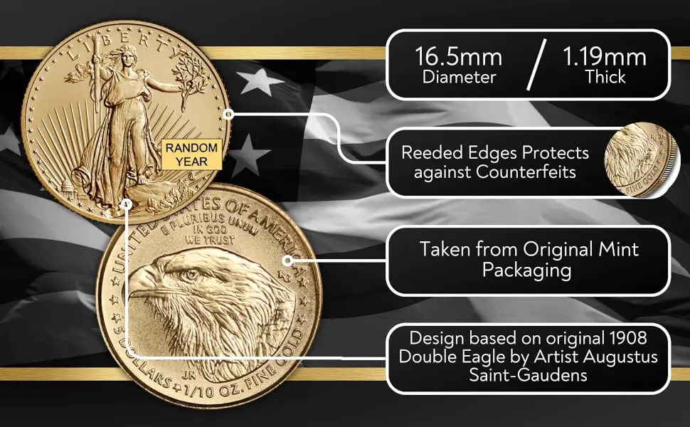 🔥Monster Box of 500-2024 ‎- 1/10 troy oz American Gold Eagle Coin Brilliant Uncirculated in Luxury LED Lit Presentation Box with a Certificate of Authenticity 91.67% $5 Seller BU