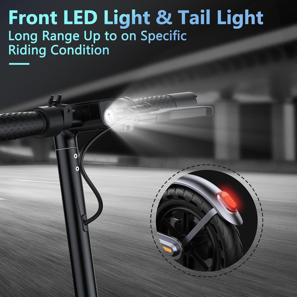 Electric Scooter 8.5" Solid Tires 350W Motor 10.5Ah Battery Up to 23 Miles Range 19 Mph Speed Portable Folding Commuting Scooter Double Braking System, Max Load 264Ibs