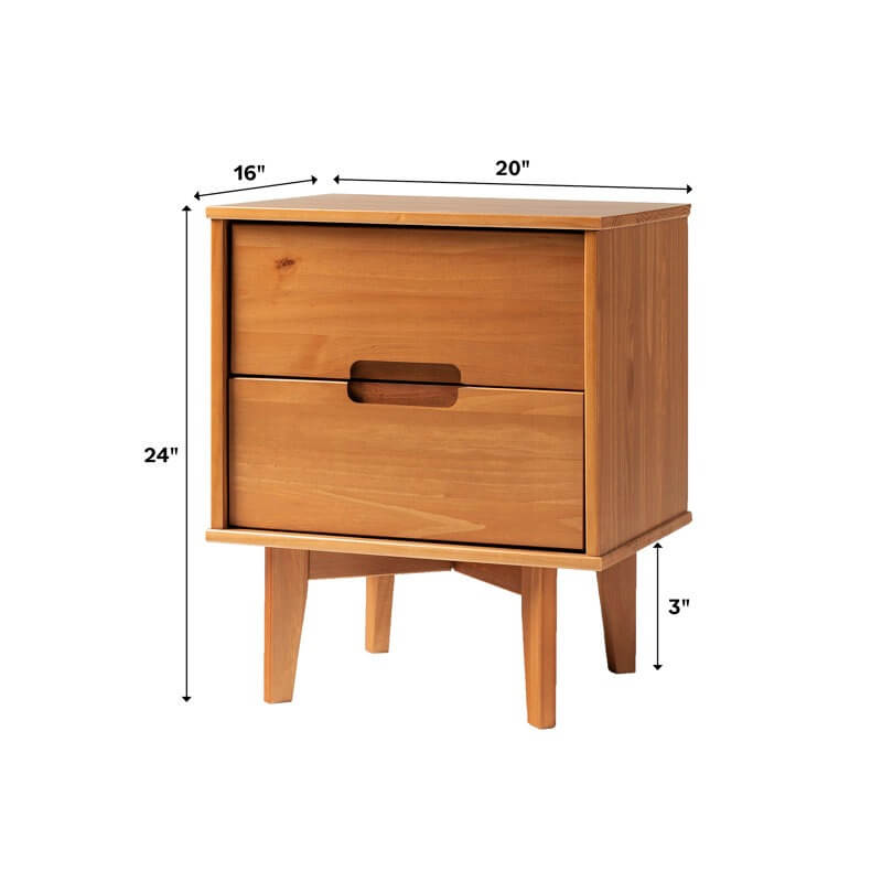 Aizlyn Mid-Century Modern Solid Wood Groove-Handle Nightstands (Set of 2)