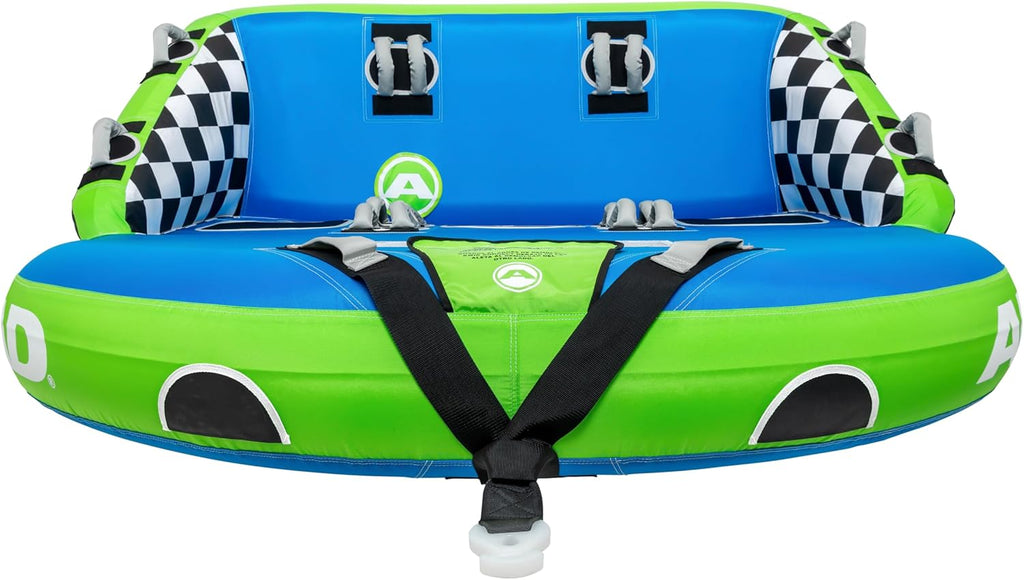Airhead Mable Inflatable Towable Tube, 1-4 Rider Models, Dual Tow Points, Full Nylon Cover, EVA Foam Pads, Patented Speed Valve, Boat Tubes and Towables