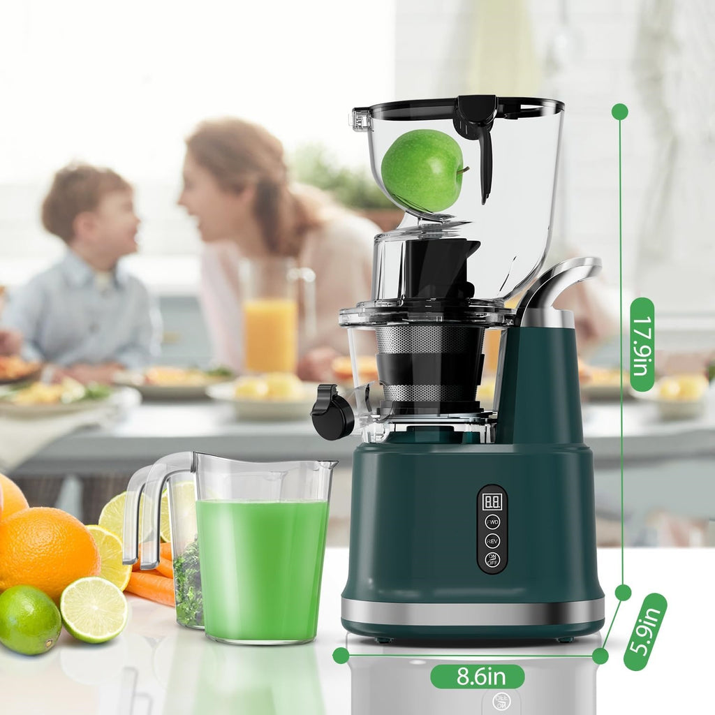 Cold Press Juicer, Juicer Machines with 3.3" Large Feed Chute,Large Capacity,High Juice Yield,Slow Masticating Juicer for Fruits and Vegetables, Self Feeding for Juice Extractor,BPA-Free,Black