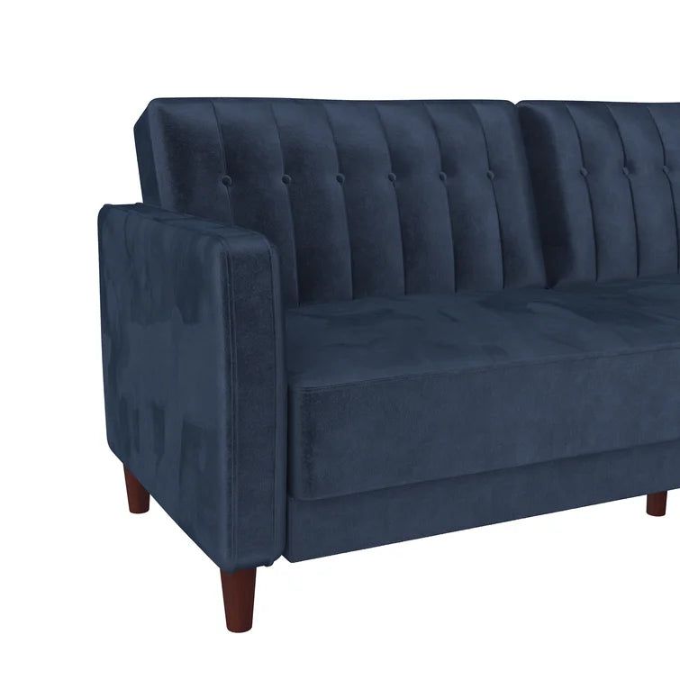 Perdue 81.5" Velvet Square Arm Convertible Sofa
