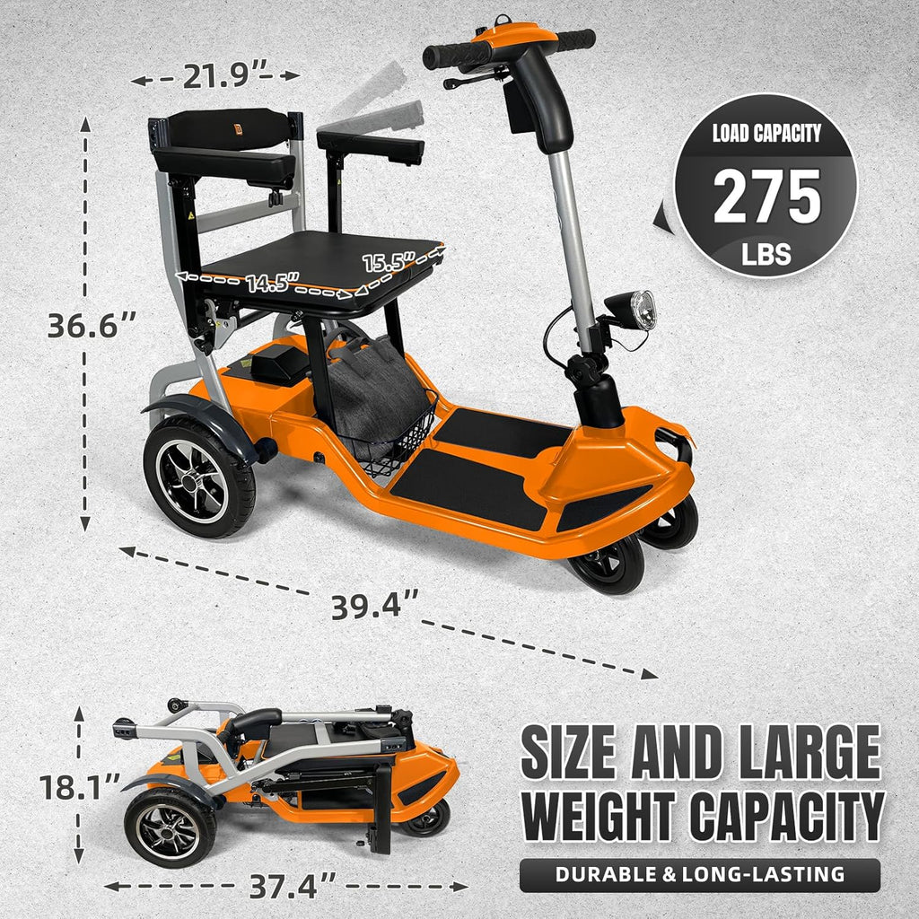 R3b-Mobility Scooters for Seniors Adults Ultra Lightweight Electric Powered Folding 4 Wheel Mobility Scooter with Headlight Cup Holder, Compact & Convenient for Travel Airline Approved, Blue