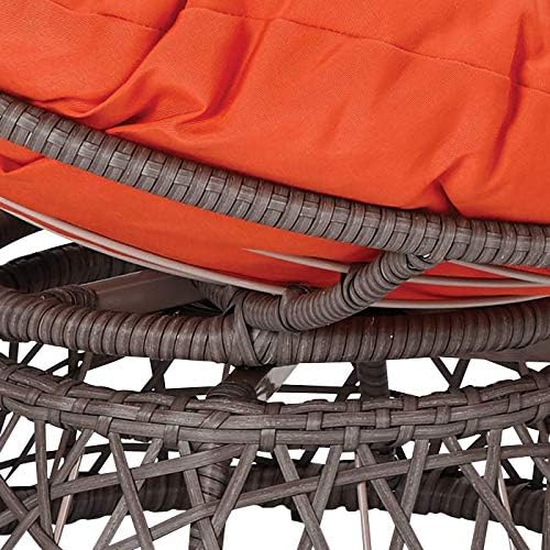 OSP Home Furnishings Wicker Papasan Chair with 360-Degree Swivel, Brown Frame with Brown Cushion
