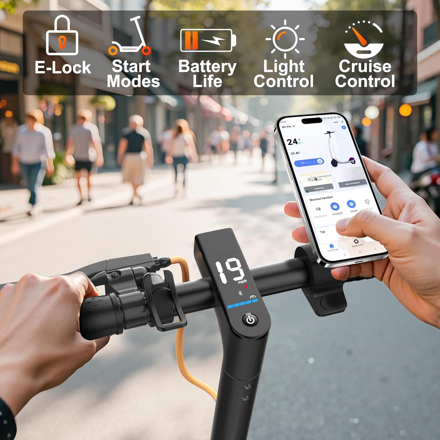WERHY Electric Scooter, 350W/500W Motor, Top Speed 19/22 mph, Max 16/23/28Miles Ranges, Foldable E Scooter for Adults