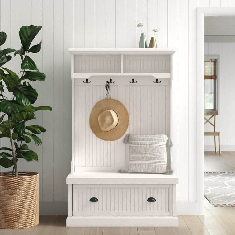 Carmel 40'' Wide Hall Tree with Bench and Shoe Storages