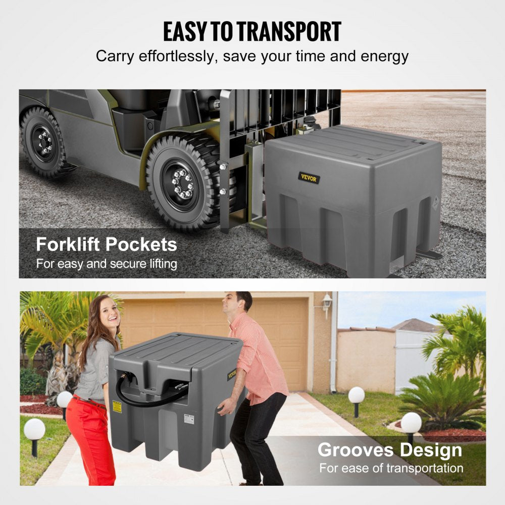VEVOR Portable Diesel Carry Tank Fuel Caddy 58 Gallon + 12V Transfer Pump